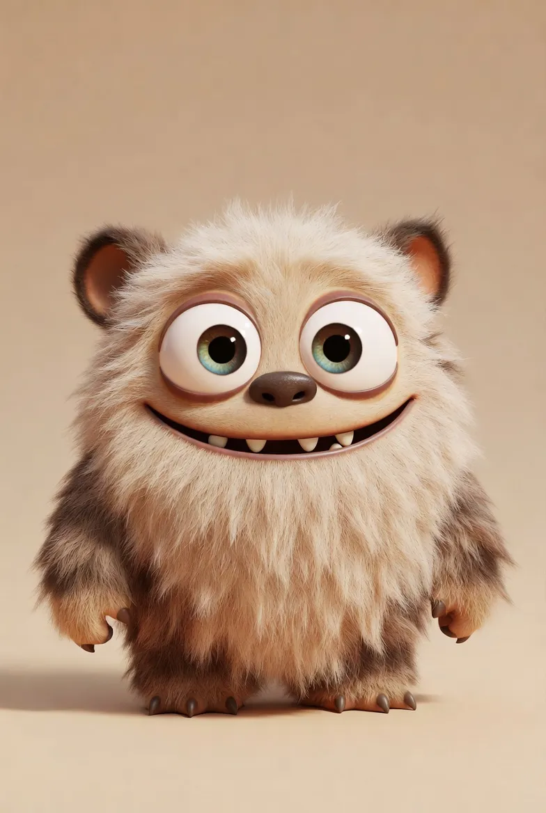 Small fluffy creature smiling at camera